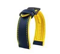 QNGMKBKTDZ Correa de caucho de nailon de lona 20 mm 22 mm 24 mm Correa de reloj Hombres aptos for Omega Fit for Breitling Fit for Avengers Fit for accesorios de relojes de la serie Longines(Blue yello
