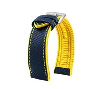 QNGMKBKTDZ Correa de caucho de nailon de lona 20 mm 22 mm 24 mm Correa de reloj Hombres aptos for Omega Fit for Breitling Fit for Avengers Fit for accesorios de relojes de la serie Longines(Blue yello