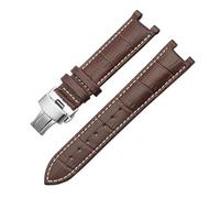 QNGMKBKTDZ Correa De Reloj Apta For GC Fit For Correa De Reloj Guess Apta For Pulsera Con Hebilla De Mariposa 20 * 11mm 22 * 13mm Correa For Hombres Y Mujeres(Brown white-S,22-13mm)