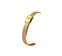 QNGMKBKTDZ Correa de reloj de acero inoxidable sólido for mujer, correa de malla de tamaño pequeño de oro rosa a la moda, 6mm, 8mm, 10mm, 12 cadenas de reloj de Metal ultrafinas(Mesh belt Golden,10mm)