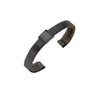 QNGMKBKTDZ Correa de reloj de metal 10 mm 12 mm 14 mm 16 mm Correa de reloj for mujer(Black,12mm)