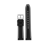 QNGMKBKTDZ Correa Deportiva De Silicona For Omega X Swatch Fit For Moonswatch Banda De Reloj De Liberación Rápida Hombres Mujeres Pulsera De Reemplazo De Goma De Doble Color 20 Mm(Black white silver)