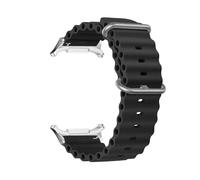 QNGMKBKTDZ Ocean Silicone Band Fit for Samsung Fit for Galaxy Watch 7 Ultra Pulsera deportiva de 47 mm Fit for Correa Fit for Galaxy Watch 7 Ultra Correa con conector de metal(01-Black)