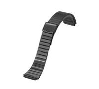 QNGMKBKTDZ Pulsera de acero inoxidable de repuesto for hombre y mujer, Correa ultrafina de 18mm, correa de reloj de Metal apta for Casio F-91W/A158/A159/A168/AE1200/1300(Black,20mm)
