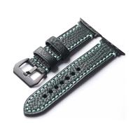 QNGMKBKTDZ Reloj con correa de cuero de primera capa de grano de lichi hecho a mano Ultra2 S9 49mm 45MM pulsera gruesa suave marrón negro(Green Brack Buckle,41mm 40mm)