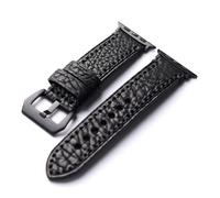 QNGMKBKTDZ Reloj con correa de cuero de primera capa de grano de lichi hecho a mano Ultra2 S9 49mm 45MM pulsera gruesa suave marrón negro(Brack Brack Buckle,41mm 40mm)