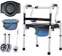 QNGSAK Andador para ancianos y adultos de aleación de aluminio con ruedas, asiento de inodoro plegable con bolsa de almacenamiento, deseo de Reliable