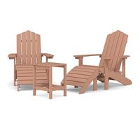 Qnhdfrt Adirondack - Juego de sillas de jardín con taburete y mesa, 5 piezas, HDPE, sillas de jardín con mesa auxiliar y reposapiés, muebles de jardín de fácil cuidado para terraza y balcón, color