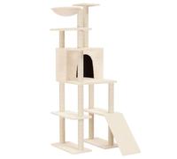 Qnhdfrt Árbol rascador de 166 cm de alto, torre grande para gatos con columnas rascadoras de sisal, casa para gatos, hamaca y escalera, árbol de escalada estable para gatos, muebles de felpa, color