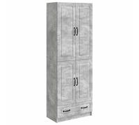 Qnhdfrt Juego de 2 unidades de armario de salón con estante de pared, armario multiusos de madera en color gris hormigón, aparador con 4 puertas y 1 cajón para salón o pasillo