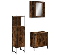 Qnhdfrt Juego de muebles de baño de madera de roble ahumado, 60 x 60 x 120 cm, con armario con espejo y armario para debajo del lavabo, diseño moderno, construcción robusta para baños pequeños