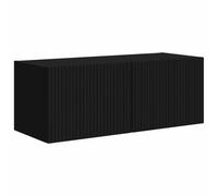 Qnhdfrt Mueble bajo para TV, color negro, 60 x 31 x 29,5 cm, moderno montaje en pared, con puerta oscilante de 90° y 2 estantes, ahorra espacio, para salón, oficina en casa y pasillo