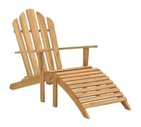 Qnhdfrt Silla Adirondack con reposapiés de madera maciza de teca, silla ergonómica de jardín con amplios reposabrazos y reposapiés, silla de madera para jardín y terraza, 66 x 151 x 98 cm