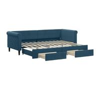 Qnhdfrt Sofá cama extensible con 2 cajones, sofá cama para invitados, sofá funcional con función de cama doble, 80 x 200 cm, funda de terciopelo, color azul, estructura de madera y metal resistente