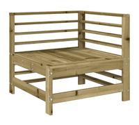 Qnhdfrt Sofá de esquina para jardín, 63,5 cm, de pino impregnado con diseño de listones, mobiliario modular de salón, robusto sofá exterior para terraza, balcón y pequeños jardines