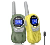 QNIGLO Q168Plus+Walkie Talkie Recargable USB Chicos, Más de 3Km Alcance Comunicación 8 Canales,Buen Ayudante de Camping en Bicicleta Senderismo,Regalo Juguete de Moda para Niños Amigos(AmarilloVerde)