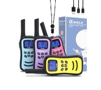 QNIGLO Walkie Talkie Niños Adultos Recargable, 4 Unidades Largo Alcance