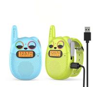 QNIGLO Walkie Talkie Recargable Niños, Se Puede Usar en Muñeca 3 Kilómetros de Largo Alcance 10 Tonos de Llamada Niños o Niñas de 3 a12 Años Regalos de Cumpleaños, para Aventuras Montar en Bicicleta