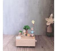 QNINE Caja de música de conejo y monopatín de madera de haya, caja de música con canon D mayor, juguete de madera, regalo para cumpleaños, día de San Valentín, Navidad, P