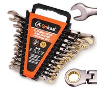 Qnkaa Juego de 12 llaves de trinquete flexibles SAE de 1/10.2 cm a 7/20.3 cm, Herramienta de llaves estándar con anillo de engranaje, kit de llave flexible de cabeza flexible