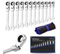 Qnkaa Juego de 12 llaves de trinquete flexibles SAE de 1/10.2 cm a 7/20.3 cm, llaves estándar de anillo de engranaje, kit de llave flexible flexible de cabeza flexible