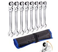 Qnkaa Juego de 8 llaves de trinquete flexibles de 9 a 17 mm, combinación de trinquete, juego de llaves flexibles métricas