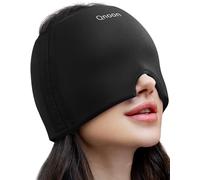 Qnoon Gorro de alivio de migraña, productos de máscara de alivio del dolor de cabeza, envoltura de gel refrescante sin olor para la tensión, el estrés, la resaca y los ojos hinchados