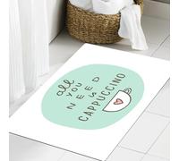 QNRWPHM Alfombrilla de Baño Absorbente Antideslizante Lavable,Alfombra de Ducha con Respaldo de Goma para Baño,Bañera,Palabras Divertidas, Todo lo Que Necesitas es un Capuchino.,60x90cm