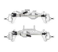 QOAKSDY Eje Completo Recto con Pour SCX10 III Pour Capra H10 Pour Optic 1/10 RC Pièces De Mise À Niveau Pour Voitures Ensemble D'essieux Portiques Décalés En Aluminium Avec Support Servo(Silver,1set)