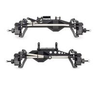 QOAKSDY Eje Completo Recto con Pour SCX10 III Pour Capra H10 Pour Optic 1/10 RC Pièces De Mise À Niveau Pour Voitures Ensemble D'essieux Portiques Décalés En Aluminium Avec Support Servo(Black,1set)