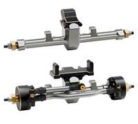 QOAKSDY Eje Delantero Trasero RC para Axial para SCX24 DB C10 para JLU para Gladiator para Bronco Crucero RC 1/24 + Eje Delantero Y Trasero Extendido De 5 Mm con Montaje Servo 50°(Gray)
