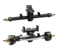 QOAKSDY Eje Delantero Trasero RC para Axial para SCX24 DB C10 para JLU para Gladiator para Bronco Crucero RC 1/24 + Eje Delantero Y Trasero Extendido De 5 Mm con Montaje Servo 50°(Black)