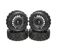 QOAKSDY Llanta Beadlock Rueda para TT02 TT01 XV01 PTG-2 DF-03 WR8 1/10 RC Car Part Plastic para Rally Tires Llantas Pegadas Neumáticos RC(Black)