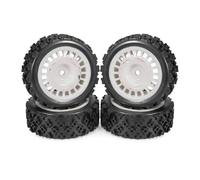QOAKSDY Llanta Beadlock Rueda para TT02 TT01 XV01 PTG-2 DF-03 WR8 1/10 RC Car Part Plastic para Rally Tires Llantas Pegadas Neumáticos RC(White)