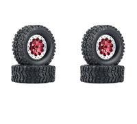 QOAKSDY Llanta Beadlock Rueda para WPL C14 C24 B14 B24 B36 para MN D90 MN99S RC Car Upgrade Parts Juego De 4 Llantas Rueda con Bloqueo Cuentas Metal Y Neumáticos Goma(Red)