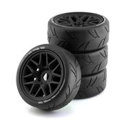QOAKSDY Llanta Beadlock Rueda para WRC para Neumático Feishen Ping Run GT para Carreras 4 Piezas Neumáticos para Camiones De Recorrido Corto Rueda 17 Mm para Tracción 1/8(Black)