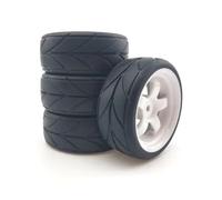 QOAKSDY Piezas RC Compatible con HSP para HPI 6030-6081 1:10 RC Carrero En Carretera para Carreras De 4 Piezas Tires De Goma Piezas De Actualización De La Rueda De Plástico(White)