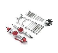 QOAKSDY RC Accesorio del Coche para MN D90 D91 D96 para MN45 MN98 MN99S Chasis Eje Delantero Trasero Metal Barra Enlace Montaje Tracción Juego Amortiguadores Piezas Actualización Automóvil RC(Silver)
