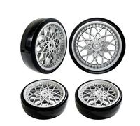 QOAKSDY RC Accesorio del Coche para WPL D42 D12 Neumáticos Deriva Plástico Calvos Kits para Cubo Rueda Piezas Modificación De Camión RC Reemplazo Juguetes para Niños Accesorios Coche(Silver)