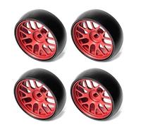 QOAKSDY RC Accesorios para Wltoys 284131 K969 K979 K989 para Kyosho para Mini-Z 1/28 RC Car Parts 26.5Mm Hard Drift Metal Wheel Rim Tires Upgrade(Red)