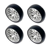 QOAKSDY RC Accesorios para Wltoys 284131 K969 K979 K989 para Kyosho para Mini-Z 1/28 RC Car Parts 26.5Mm Hard Drift Metal Wheel Rim Tires Upgrade(Silver)
