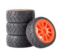 QOAKSDY RC Car Repuestos Kit para WLtoys 144001 1/18 1/16 1/10 Neumáticos De Coche 4 Piezas Y Ruedas Goma para RC Llantas para Cubo Hexagonal 12 Mm(Orange)