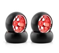 QOAKSDY RC Neumáticos Rueda para Wltoys 284131 K969 K989 para Kyosho para Mini-Z 1/28 RC Car Upgrades Parts Neumáticos De Deriva Plástico Duro Neumático Llanta Rueda Metal(Red)