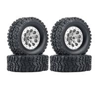 QOAKSDY RC Neumáticos Rueda para WPL C14 C24 B14 B24 B36 para MN D90 MN99S 4 Uds. Llanta De para Cubo Rueda con Abalorios Metal Y Neumático Goma Piezas Mejora Coche RC(Silver)