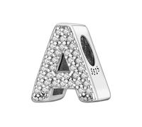 QOAUPO Women's Charm A-Z 925 Silver, for European Bracelets & Necklaces - Ideal for Valentine's Day or Birthday, Plata de ley, No aplicable