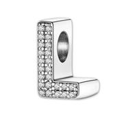 QOAUPO Women's Charm A-Z 925 Silver, for European Bracelets & Necklaces - Ideal for Valentine's Day or Birthday, Plata de ley, No aplicable