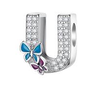 QOAUPO Women's Charm A-Z, 925 Silver, for European Bracelets & Necklaces - ideal for Valentine's Day or Birthday.U