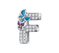 QOAUPO Women's Charm A-Z, 925 Silver, for European Bracelets & Necklaces - ideal for Valentine's Day or Birthday.F