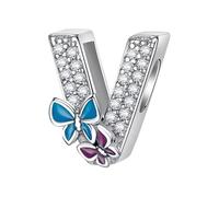 QOAUPO Women's Charm A-Z, 925 Silver, for European Bracelets & Necklaces - ideal for Valentine's Day or Birthday.V