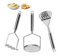 Qobobo 3 prensadores de patatas de acero inoxidable con mango grueso, para machacador de patatas, aguacate, frijoles